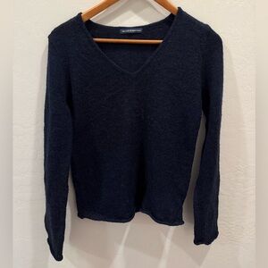 Brandy Melville Navy Blue V-Neck Sweater Wool Blend